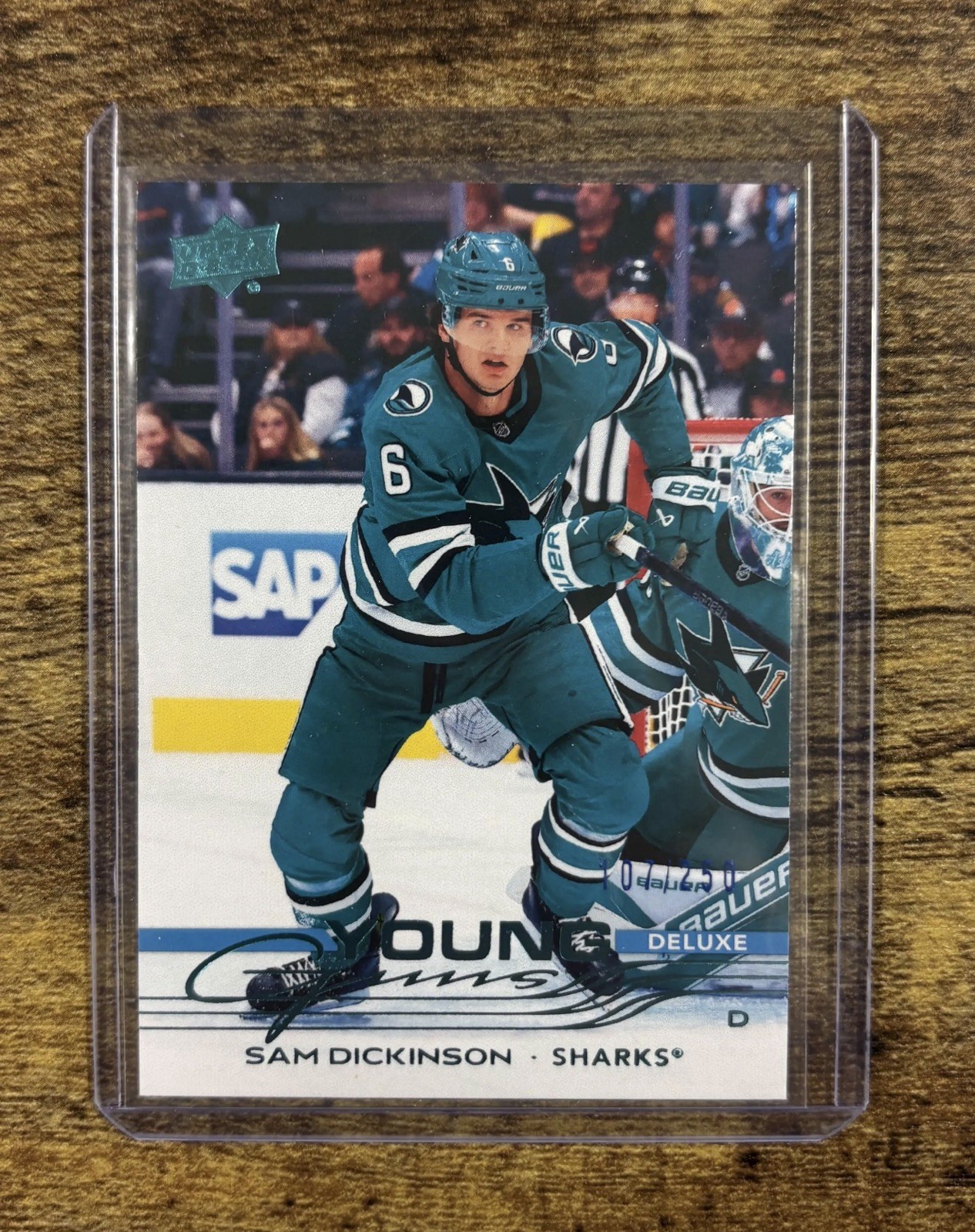 Sam Dickinson Sharks 2025-26 Upper Deck series 2 Young Guns Deluxe /250 RC #479