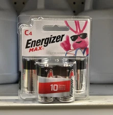 Energizer Max C Batteries 4-pack, C-cell Alkaline batteries