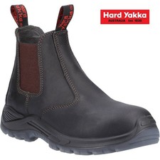 Hard Yakka Gusset Safety Boots Steel Toe Eco-Friendly Leather Work Brown UK 6-13