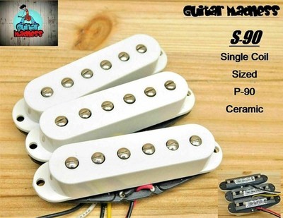 G.M. S-90's Single Coil Sized P-90's with Pole Pieces White Covers C
