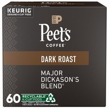 Peet's Coffee, Dark Roast Keurig K-Cup Pods, Major Dickason's Blend 60 Count