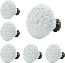 White Ceramic Drawer Knobs 10 Pack Round Cabinet Pulls Furniture Handle Set 34mm