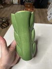 Vintage Red Wing Pottery Vase MCM Chartreuse Red B1390 7.5"