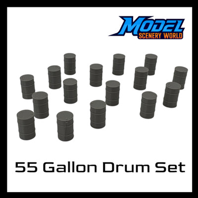 S Scale 1:64 55 Gallon Industrial Drum Barrel 15pc Set | Model Scenery World