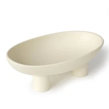 Three-Legs Ceramic Fruit Bowl for Kitchen Counter 10 Inch Modern Decorative Pede
