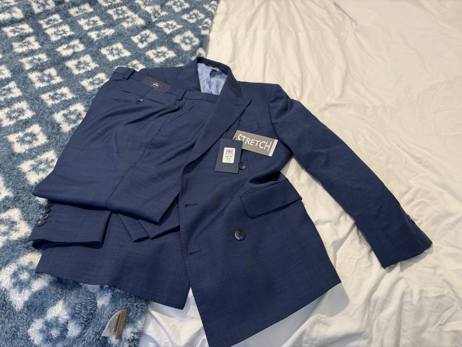 Moss Bros Tailored Double Breasted Navy Suit | Jacket 38S | Trousers 34S RRP£249 image 6
