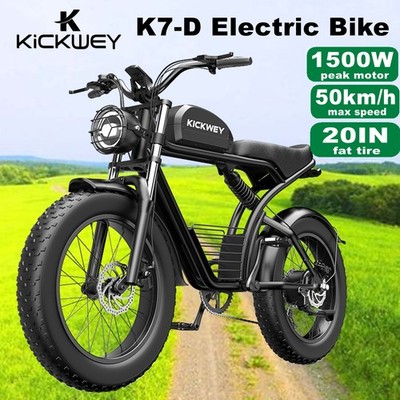 Off-Road Mountain Ebike for Adults 20'' Fat Tire Electric Bike 1500W 32MPH