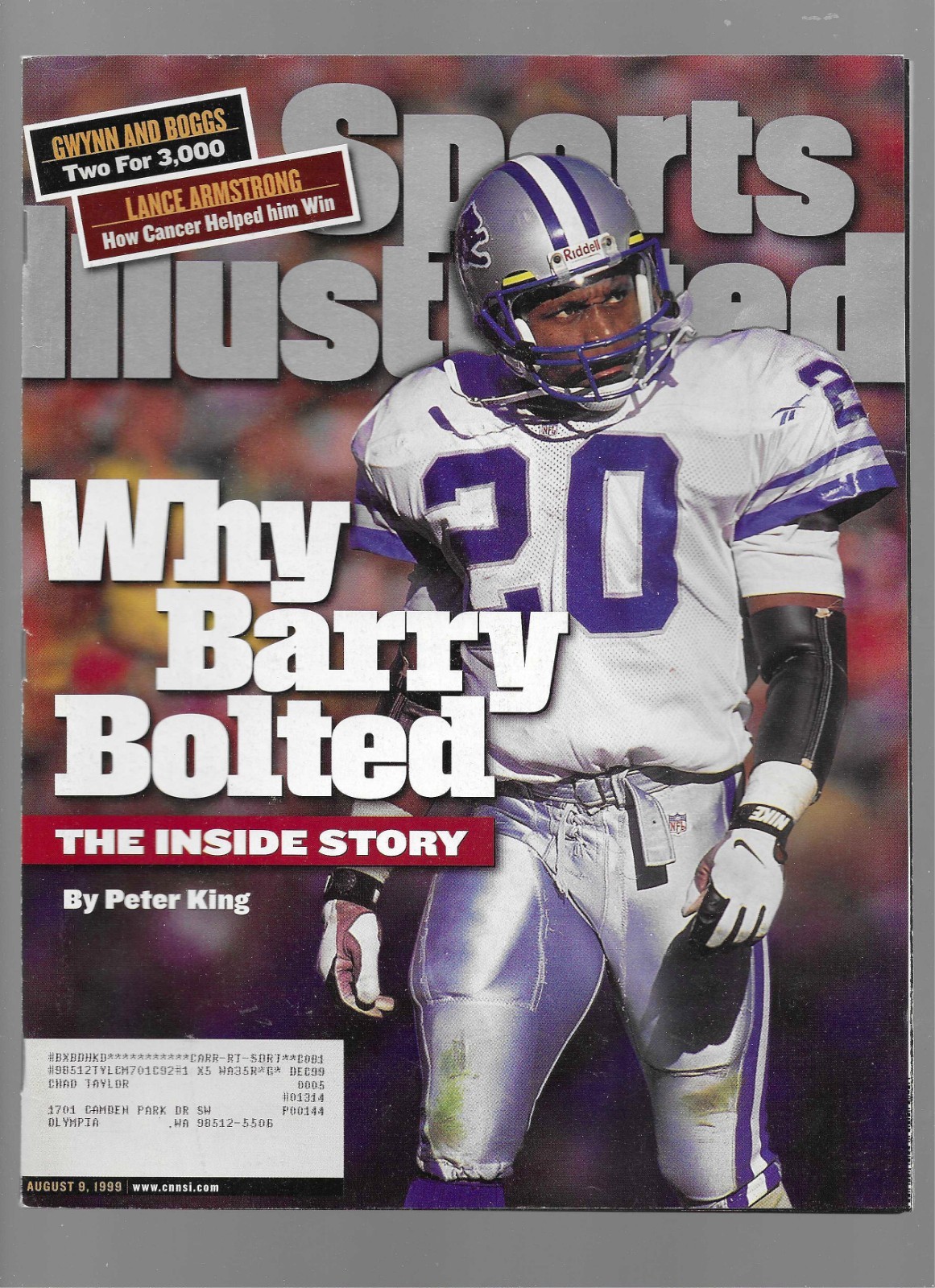 Barry Sanders August 9 1999 Sports Illustrated magazine
