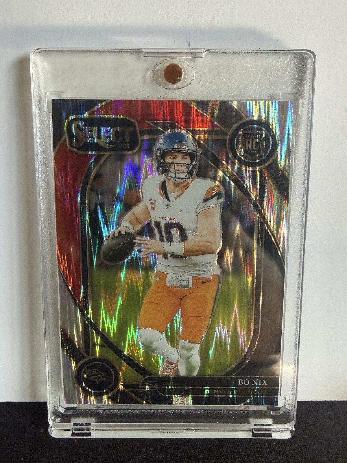 2024 Panini Select - Club Level Bo Nix #221 Black & Red Shock Prizm (RC)