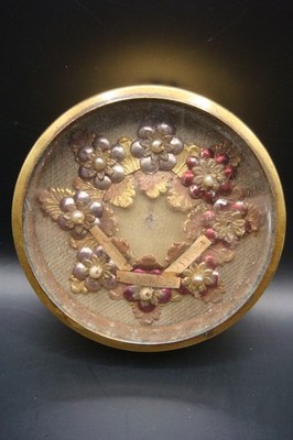 Antique Catholic Reliquary Theca   Paperoles Decoration   Empty, Broken Seal