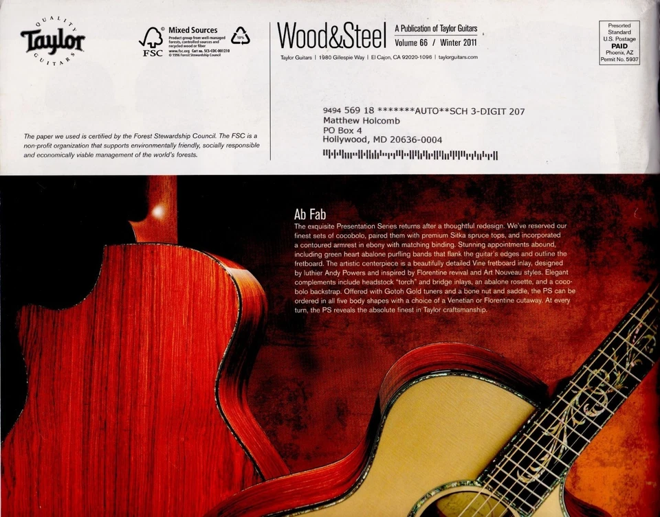 Taylor Wood & Steel 2011 Guitar Guide Magazine Featuring Zac Brown, beautiful! - Image 3 of 4