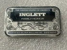 First National Mint and Trust  1/2 Oz .999 Fine Silver Bar- INGLETT Family Honor