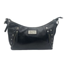 Vintage Harley-Davidson Studded Black Leather Hobo Bag w Pockets Missing Studs