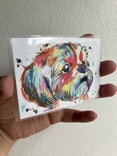 ACEO Art Print – Colorful Shih Tzu Watercolor Pop Surreal Dog Art Print
