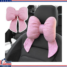 Car Neck Pillow Neck Support Cute Bow Headrest Pillow Skin-friendlycolor Pink