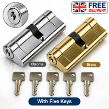 uPVC Euro Cylinder Door Lock Barrel 6 Pin Security Aluminium Doors 5 Keys