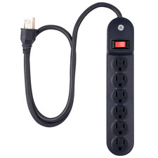 6-Outlet Power Strip with 3 Ft. Extension Cord, Black