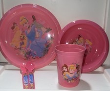 5pc Dining Set Plate Bowl Cup Spoon Fork Disney Princesses NEW BPA FREE