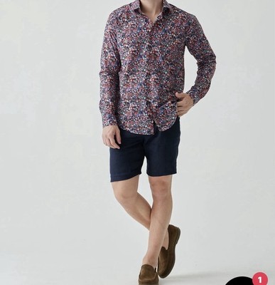 Kurt River Hell's Spread Shirt Classic Fit Size L Floral Men's Short Sleeve