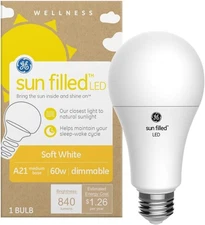 GE Wellness 60-Watt Eq Sun Filled LED Light Bulb - A21 - 840 Lumens