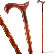 Brazos Handcrafted Wood Walking Cane, Twisted Cocobolo, Derby Style Handle, f...