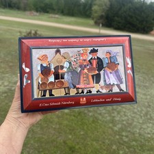Vintage E Otto Schmidt Nurnberg Tin Box Lebkuchen Und Honig Germany Cookie Band