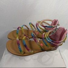 Steve Madden Youth 4 Rhinestone Sandals New In Box Sparkly Rainbow Glitter