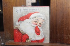 Vintage Christmas Card Santa Claus Hallmark Glitter