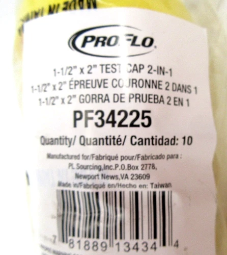 PROFLO PF34225 1-1/2" x 2 Test Cap 2-in-1 --- (Pack of 10) - Picture 5 of 10
