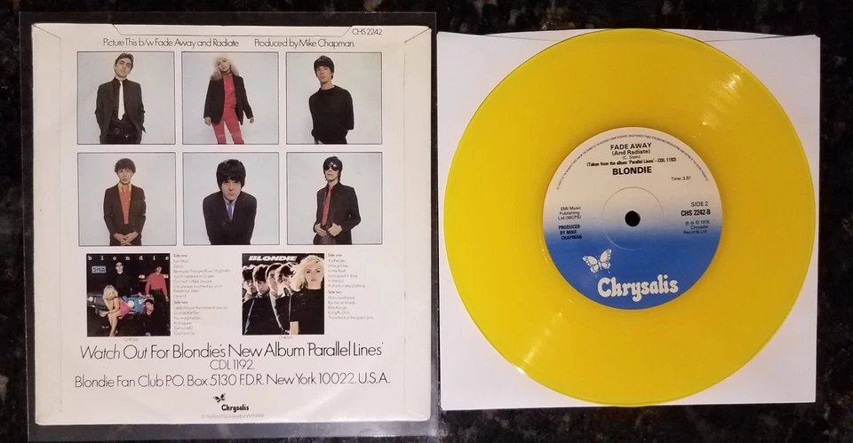 Blondie 1978 7" 45 UK Picture This Limited YELLOW DISC CHS 2242 EX++/NM - Image 4 of 4