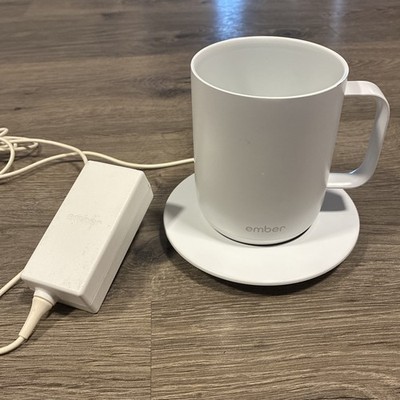 Ember Smart Mug White 10oz Temperature Control Heated Coffee Cup Charger