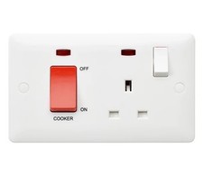 MK 45A DP Cooker Switch + 13A Switched Socket and Neons