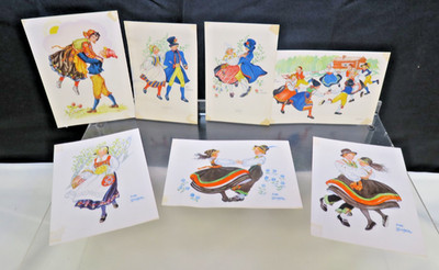 Girl And Boy Flowers Norway;s Artist Aina Stenberg Signed Postcards & Cards