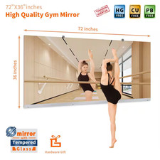36 In. W X 72 In. H Rectangular Frameless Tempered HD Wall Mirror/Gym Mirror/Dan