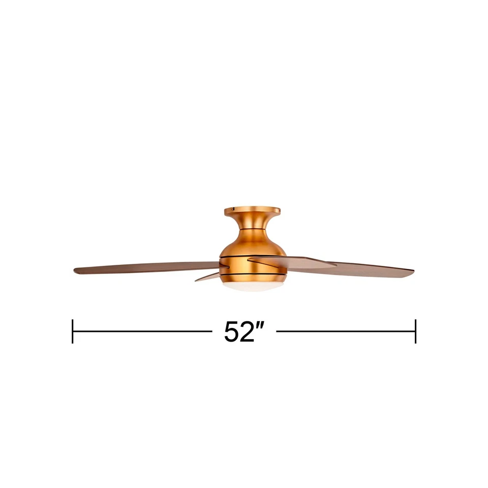 52" Elite Modern Hugger Indoor Ceiling Fan with LED Light Remote Brass Walnut - Image 4 of 4