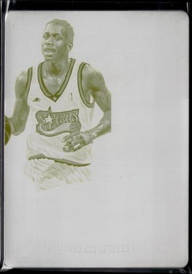 ALLEN IVERSON #1/1 2017-18 IMMACULATE LOGOMAN AUTO YELLOW PRINTING PLATE 76ERS