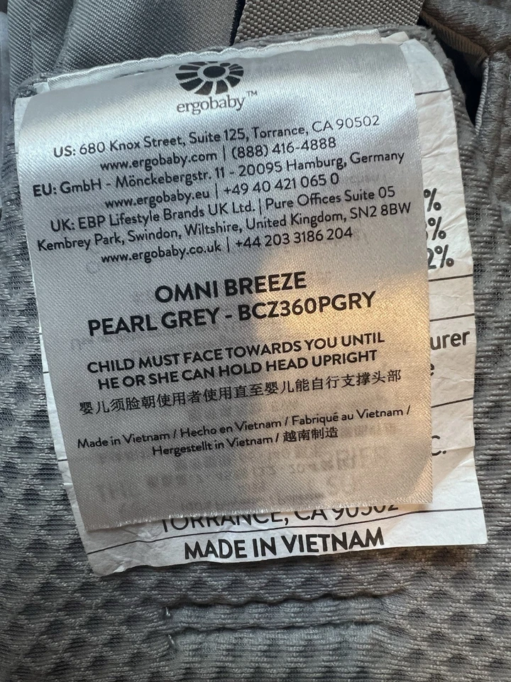 Ergobaby Omni Breeze, Portabebés Malla Transpirable, Soporte Lumbar (7-45 Lb) Foto 4 de 4