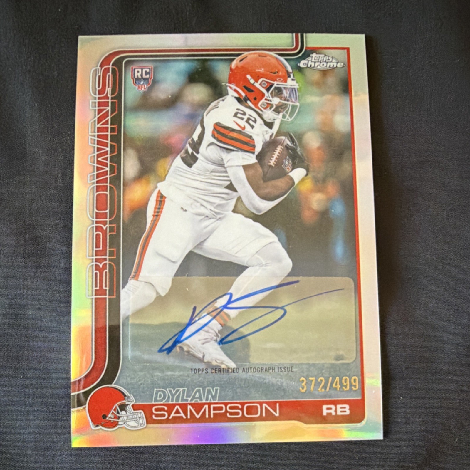 Topps 2025 Chrome Rookie Autographs Dylan Sampson Refractor /499 #RA-DSA Browns