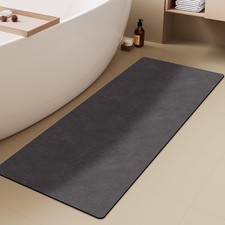 Thin Bath Mat Runner, Long Bathroom Rugs Non Slip, 24x70 Dark Grey