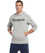 Reebok Mens Training Essentials Linear Logo Hoodie Sweatshirt, mgreyh, M