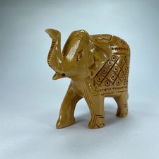 Estatuilla de elefante de madera tallada a mano estatua de elefante indio de la suerte arte popular decoración
