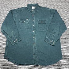 VTG Carhartt MENS XL S80 HTG  Hunter Green  LS Canvas Button Up Shirt 90s