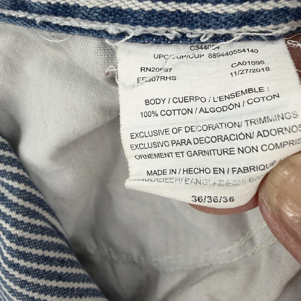 Dickies Shorts Mens 36 Blue White Hickory Stripe Carpenter Workwear Hammer Loop - Image 3 of 4