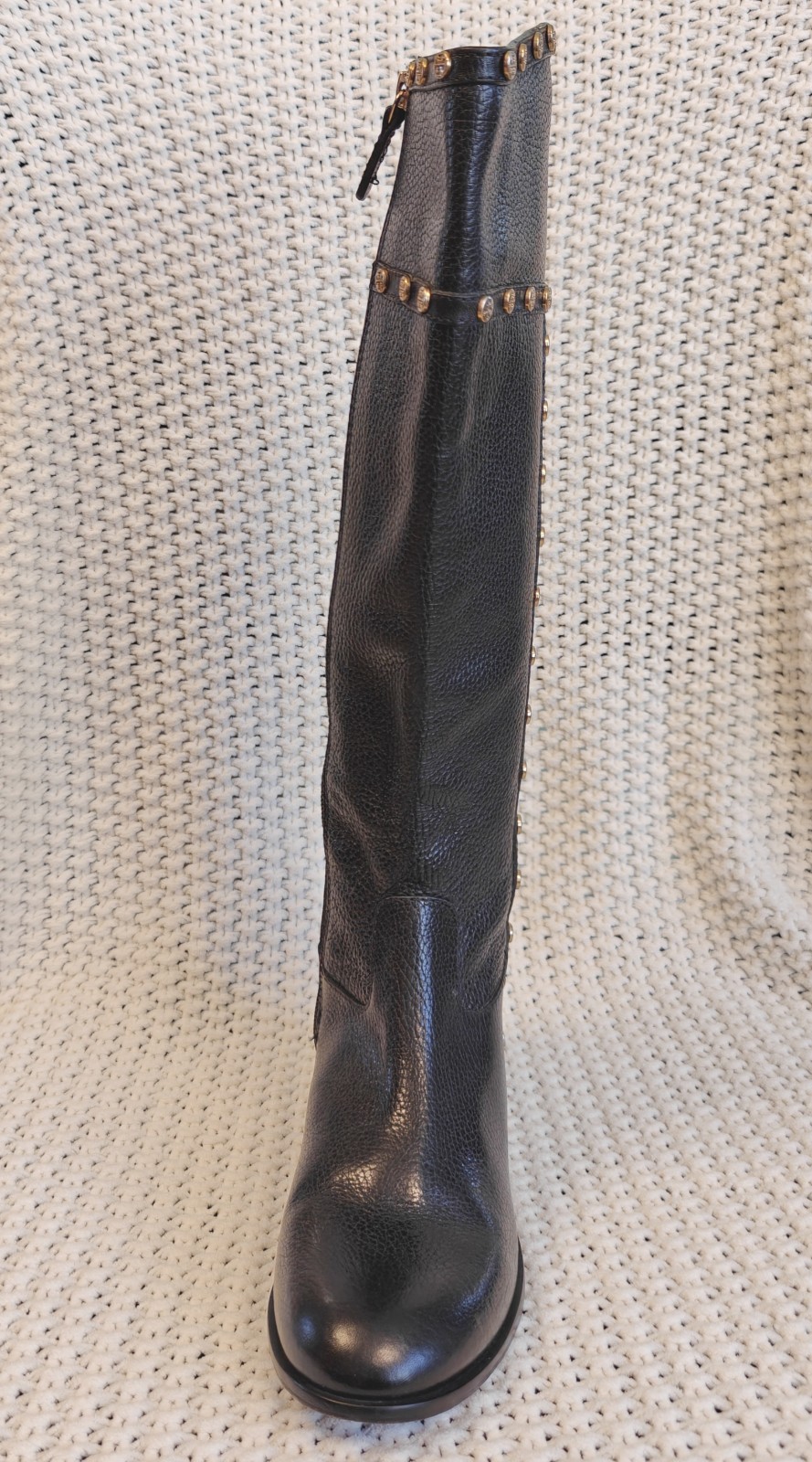 Tory Burch Women's Black Leather Studded Full Zip Knee High Riding Boots, Sz 5.5 thumbnail 6