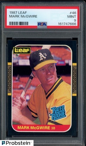 1987 Leaf Mark McGwire RC Rated Rookie #46 A's PSA 9 Tough Grade