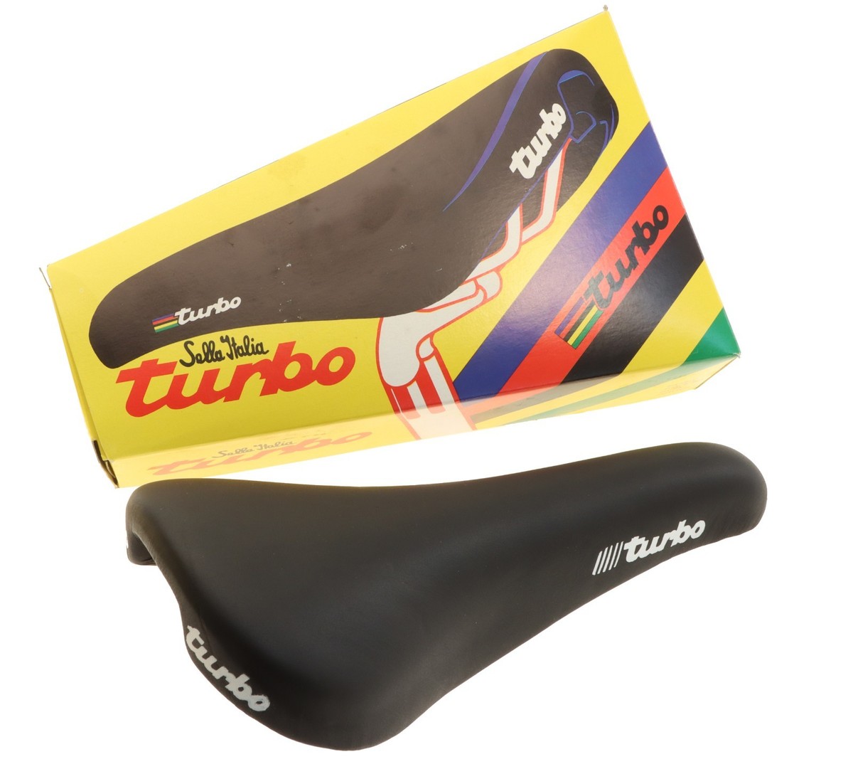 Selle Italia Turbo Leather Saddle Black Original 90s Steel Rails