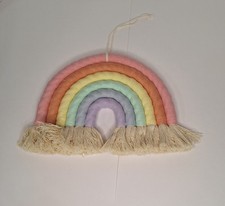 ZWA Pastel Rainbow Wall Hanging Handmade Macrame Decor- Girl's Room, Nursery