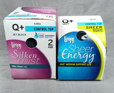 Leggs Silken Mist Sheer Energy Pantyhose Tights Lot 3 Pair Q Jet Black, Grey