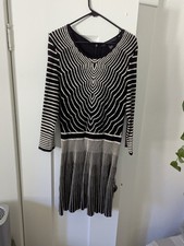 Marc by Marc Jacobs Striped Knit A-Line Dress Black White Long Sleeve Zip L