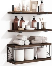 Bathroom Floating Shelves Over Toilet, 15.8in Farmhouse Rustic Wood Shelves, ...